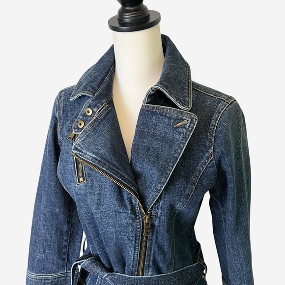 Vintage Ralph Lauren Denim Trench Coat Petite Small - Picture 3 of 15